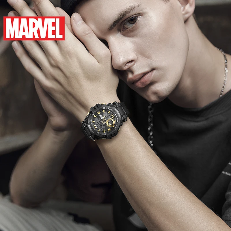 Disney marvel, Железный человек, военные, 200 м, водонепроницаемые наручные часы, двойной дисплей, мужские часы, мужские спортивные часы, мужские часы, шок 9101