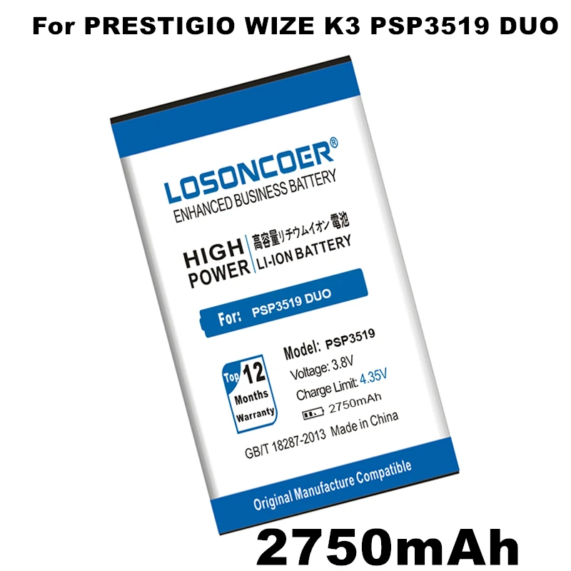 

LOSONCOER 2750mAh PSP3519 DUO Batteries For Prestigio Wize K3 3519 PSP3519DUO PSP 3519 PSP3519 DUO Phone Battery+Quick Arrive
