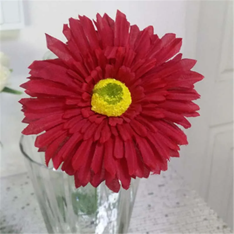 1 шт. Искусственные цветы Яркие Осенняя яркая Гербера Маргаритка поддельные Лист