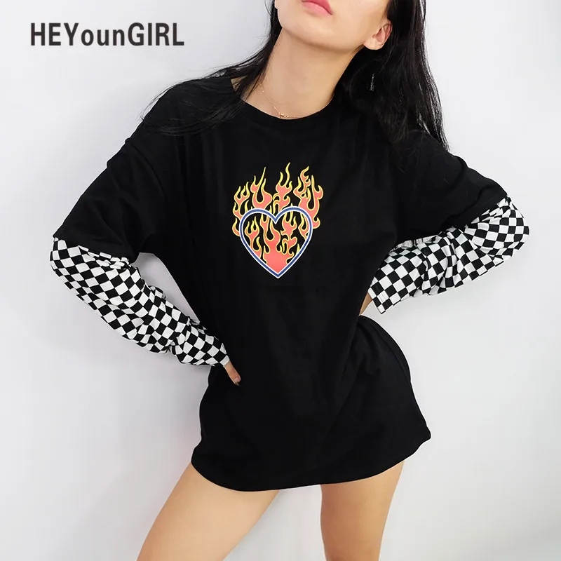 Женское клетчатое свободное платье HEYounGIRL в стиле пэчворк повседневные Мини