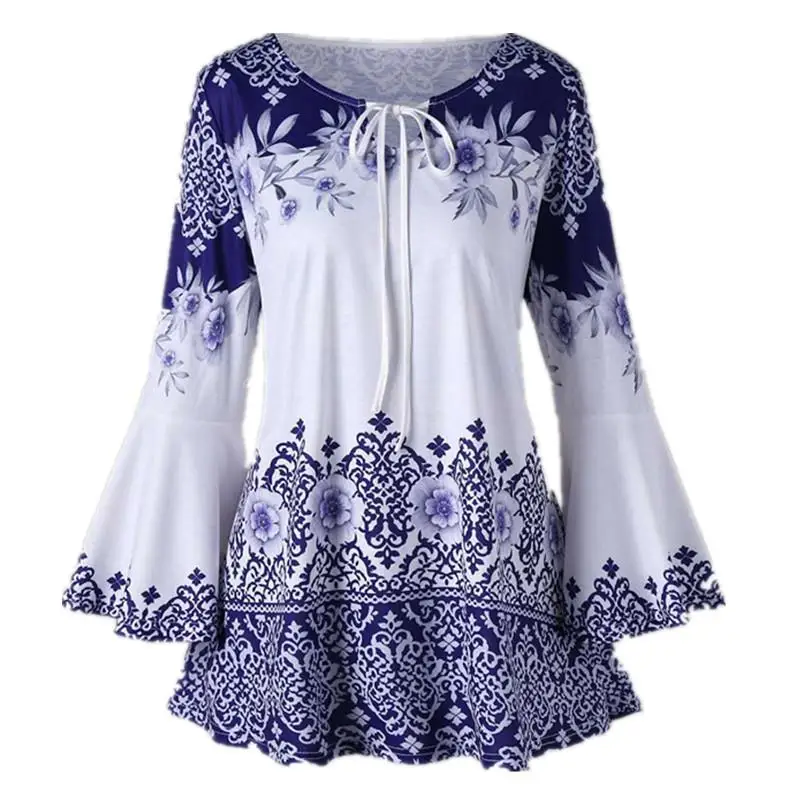 Floral Print Women Tshirt Long Sleeve O-Neck Fashion Autumn 2018 Causal Top Female Loose Ladies T Shirt WS9813P | Женская одежда