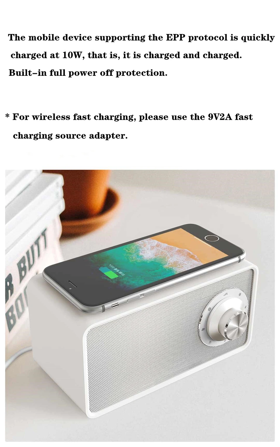 Xiaomi Qualitell Беспроводное зарядное устройство белый шум динамик BLT5.0 EPP протокол 10 Вт Быстрое беспроводное зарядное устройство Помощь спикер сна