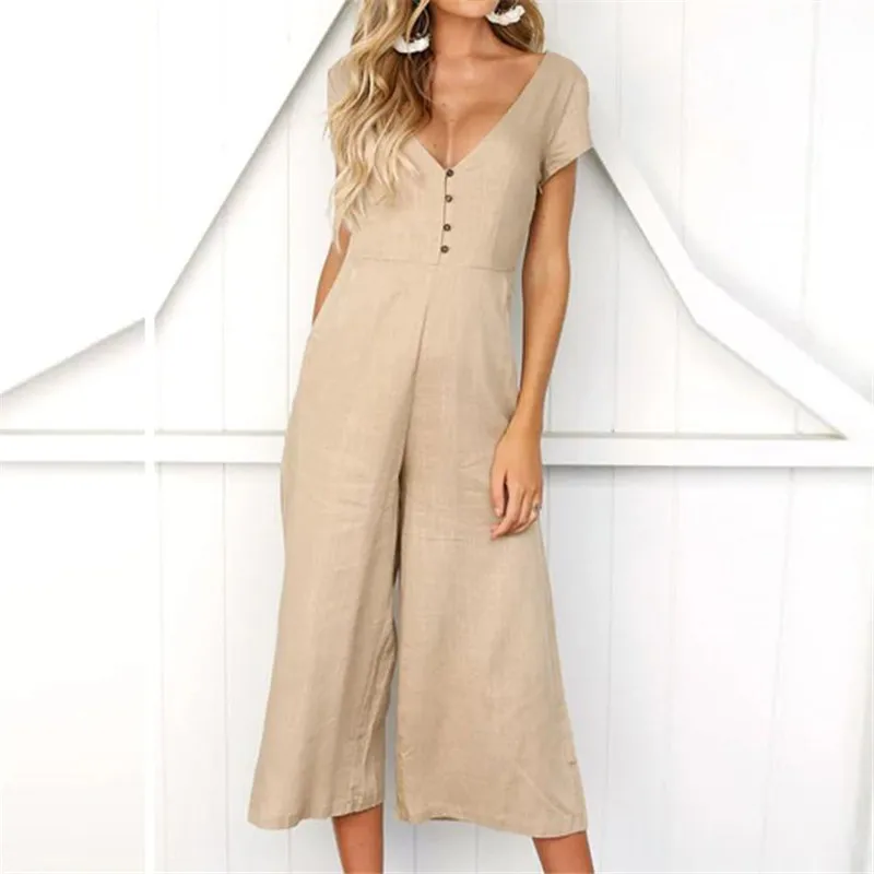 Женский комбинезон с v-образным вырезом короткий рукав бретельками праздничные