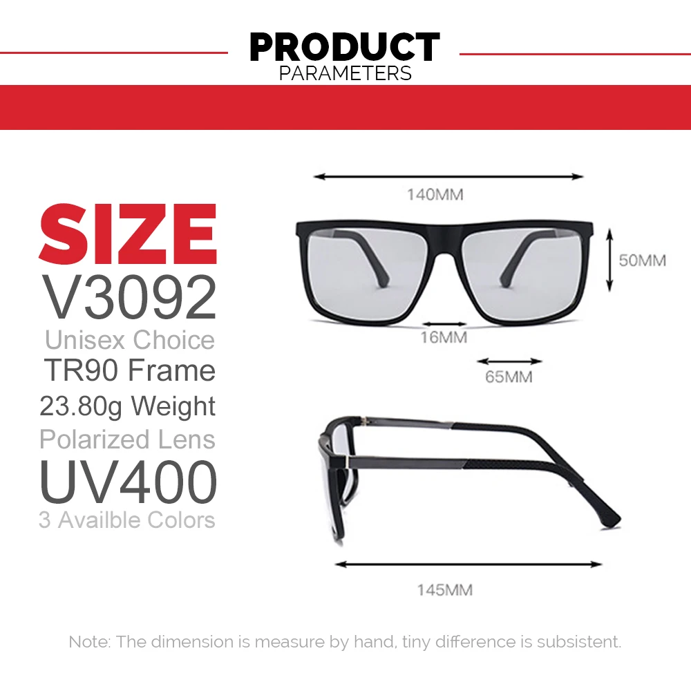 Солнцезащитные очки VIVIBEE прямоугольные большие фотохромные поляризационные для