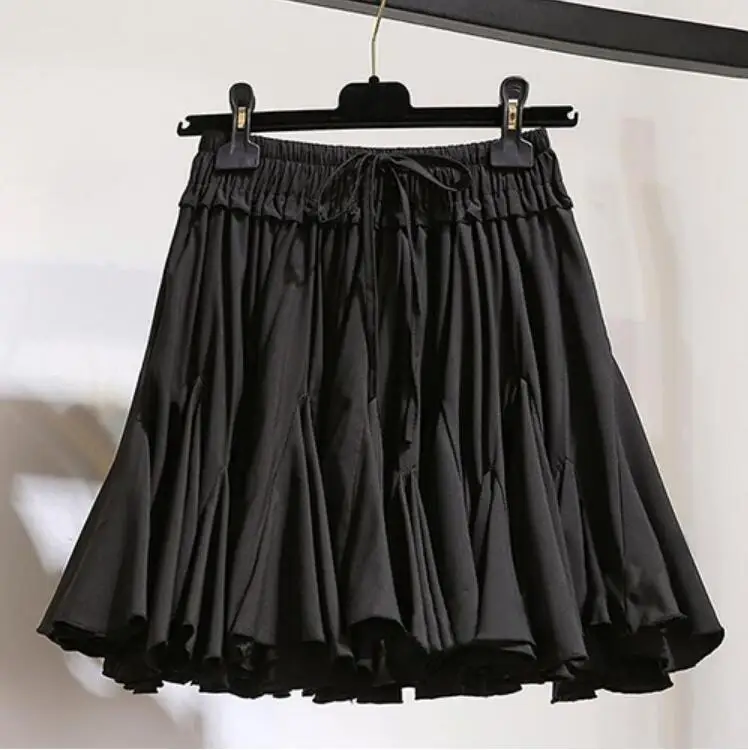White Black Chiffon Summer Shorts Skirt Women 2019 Fashion Korean High Waist Tutu Pleated Mini Sun School Female | Женская одежда
