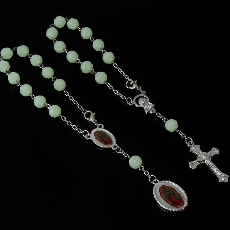 48 шт/светящийся Розовый Браслет Розария католический Розарий крест кулон