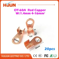 20pcslot ot 60a 8 2mm dia red copper circular splice crimp terminal wire naked connector for 4 16 square cable