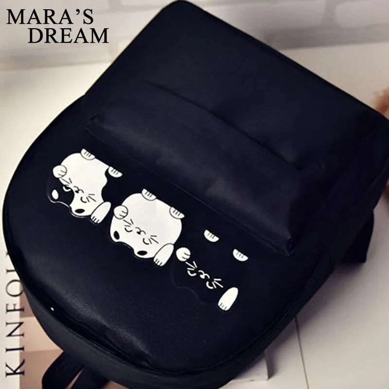 Mara's Dream Cat Печать Рюкзак женский парусиновый мультфильм плечевая сумка