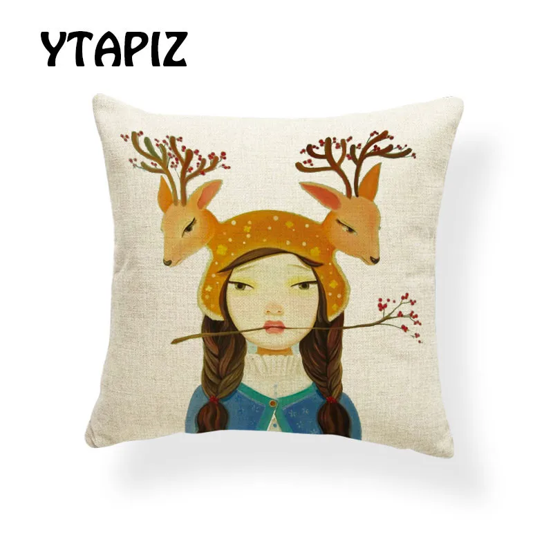 Милая девушка странные волосы птица шляпа оленьи рога Улитка юбка Сика олень