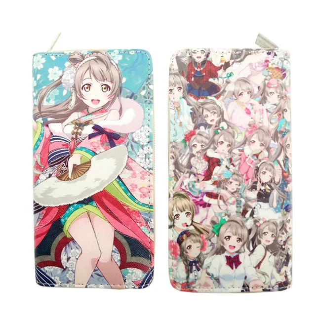 Аниме Lovelive кошельки Love Live из искусственной кожи длинная молния кошелек для телефона клатч с карманом для монет - Цвет: 2