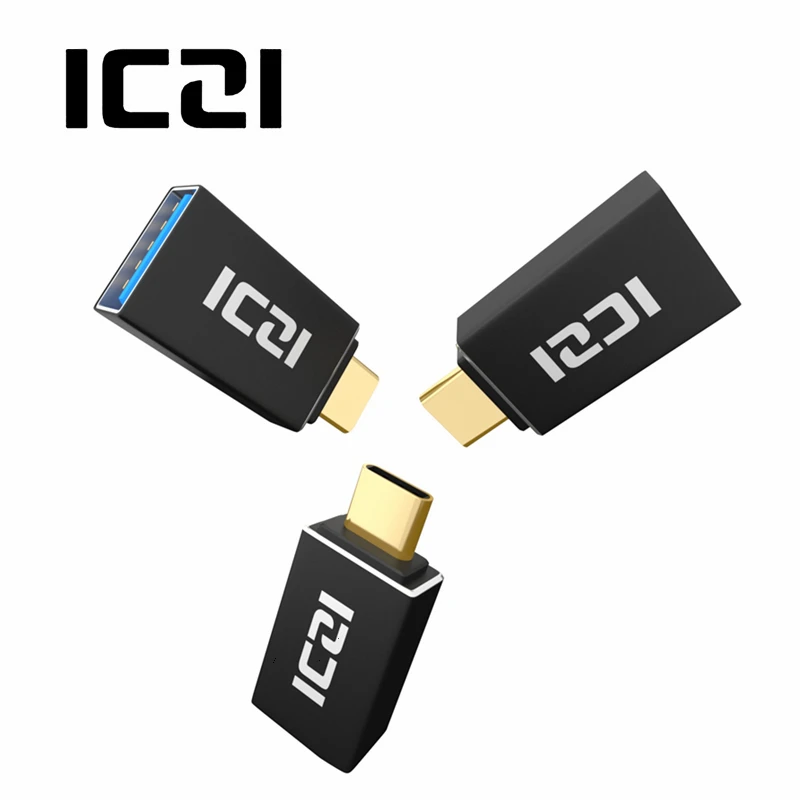 ICZI 3 штуки Тип C папа USB 0 Женский OTG конвертер алюминиевый корпус позолоченный