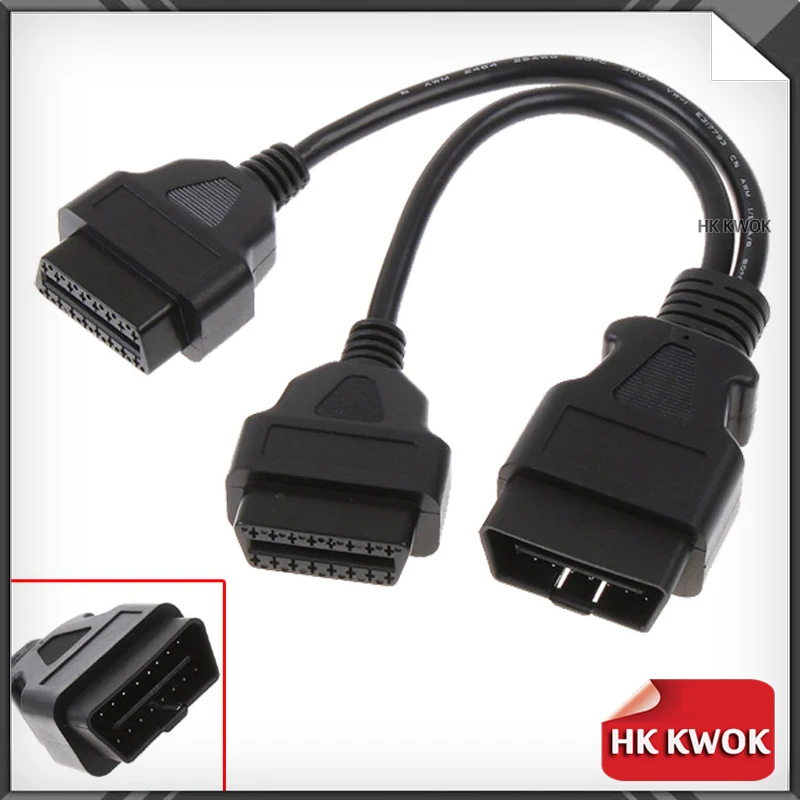 Новинка! OBD 2 16 Pin Мужской Двойной Женский Y кабель OBD2 OBDII разветвитель удлинитель диагностический инструмент Соединительный кабель