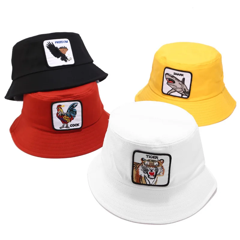 2021 four seasons Cotton Animal Flat Bucket Hat Fisherman Hat outdoor travel Sun Cap for men and Women 08