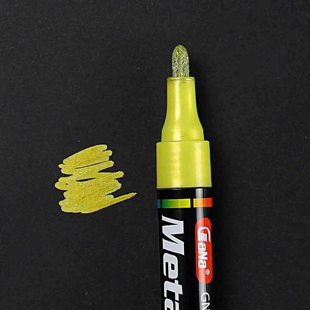 Yellow 1 шт. 3 мм Цветные Металлические маркеры для рисования Подарочная открытка на день рождения альбом серебряный золотой белый маркер - Цвет: Yellow