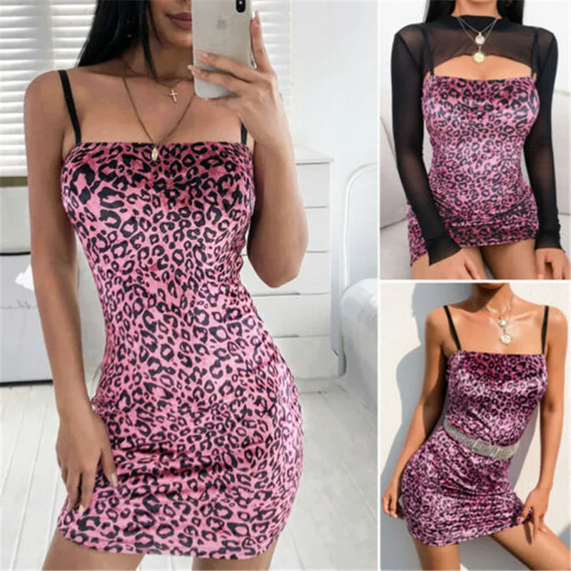 Сексуальные Обтягивающие соблазнительные платья с леопардовым принтом