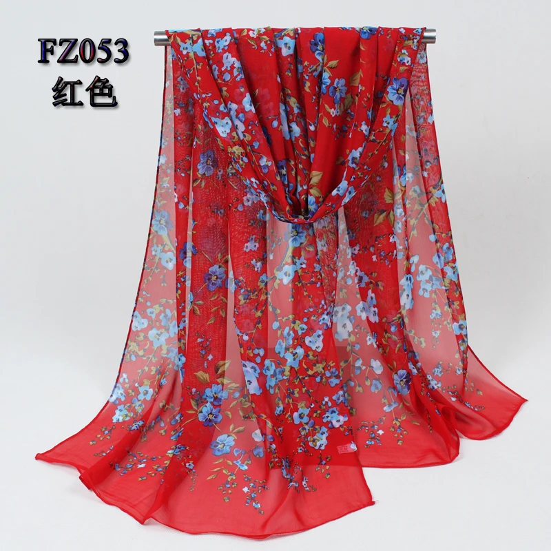 Модные новые длинные шифоновые шелковые шарфы 1 шт. 160 см* 50 см цветочный принт женский шарф из полиэстера FZ053