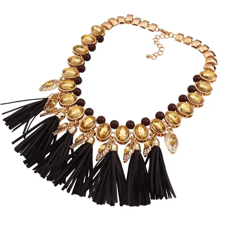 Массивные ожерелья из акрилового камня с кисточками гиперболы женская одежда