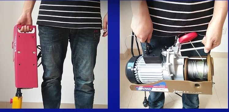 100-300KG 12-20M 220V 50Hz 1-фазный сильный Качество рукоять портативный лебедка, мини Электрический Стальной Канатный подъемник, лифтинг PA