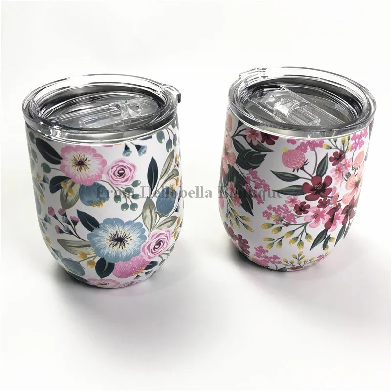 12 унций нержавеющий цветочный бокал для вина термос с изоляцией вакуумный чашка