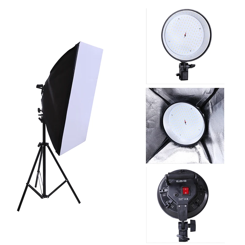 Набор для студийной фотосъемки с держателем светодиодной лампы + софтбокс 50*70 см