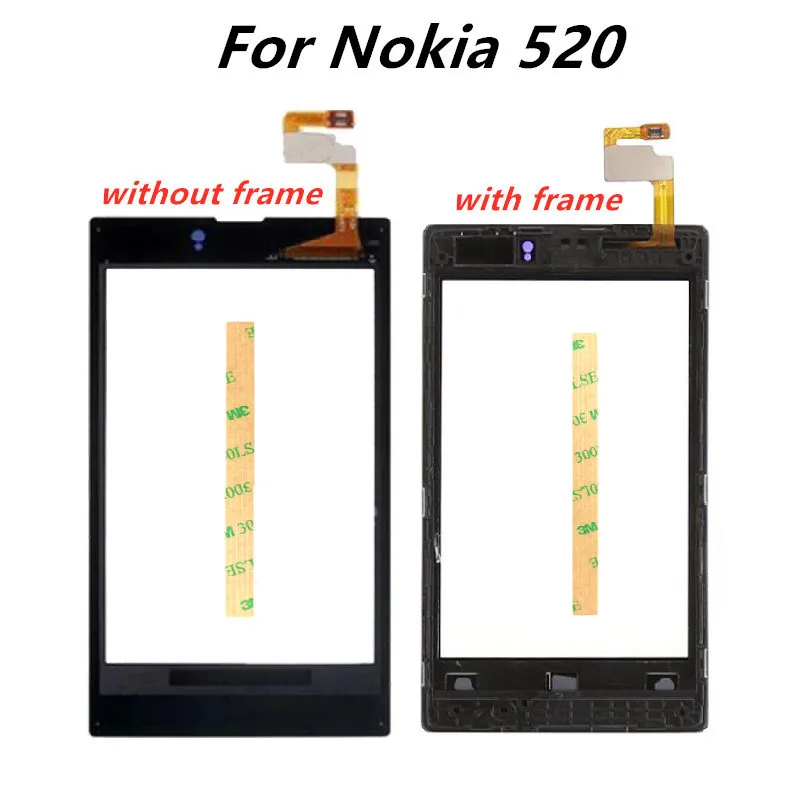 Для Nokia Lumia 520 сенсорный экран дигитайзер с рамкой Замена передняя стеклянная