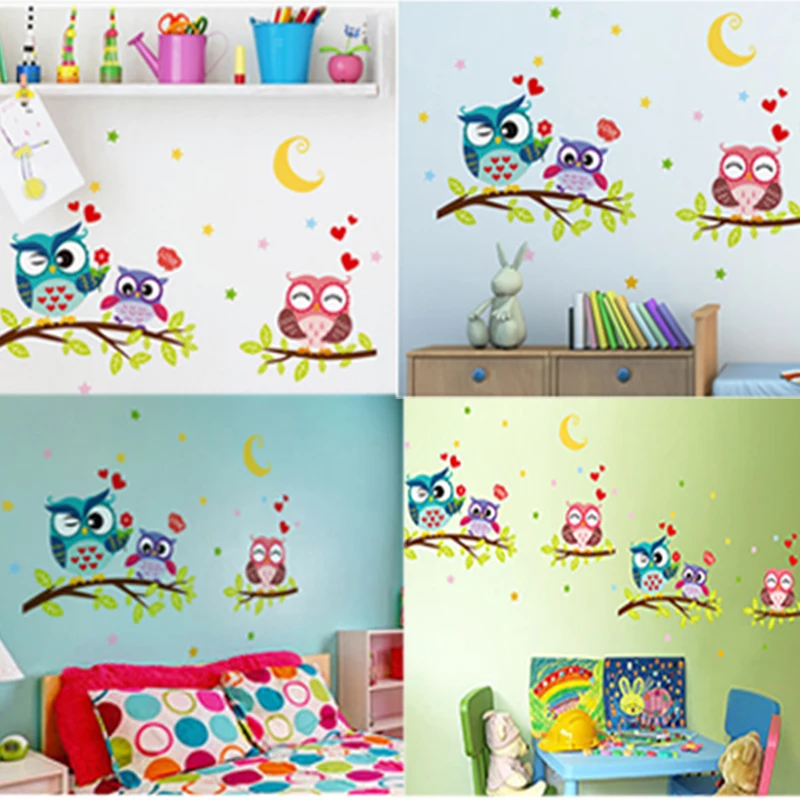 Настенные наклейки съемный водонепроницаемый мультфильм животных Сова обоев