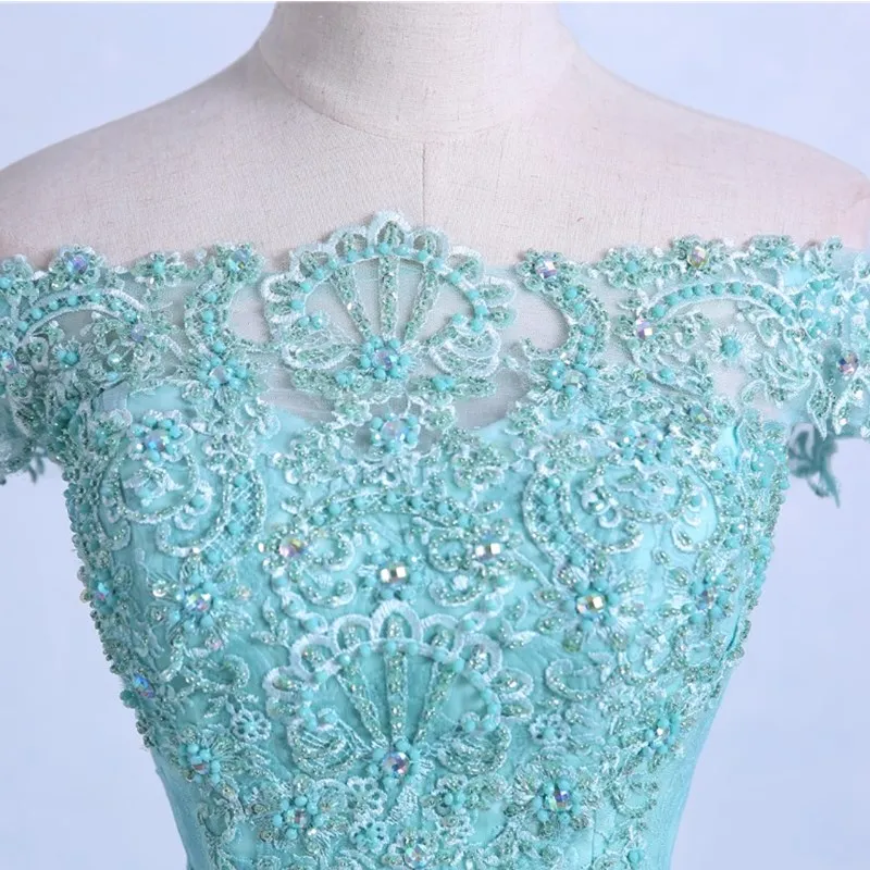 Ruthshen мятно зеленые платья для Quinceanera с открытыми плечами кружевные бусины Тюль