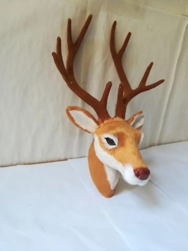 

simulation sika deer 's head about 27x18cm model polyethylene&faux furs wall pandent handicraft home decoration gift b0118