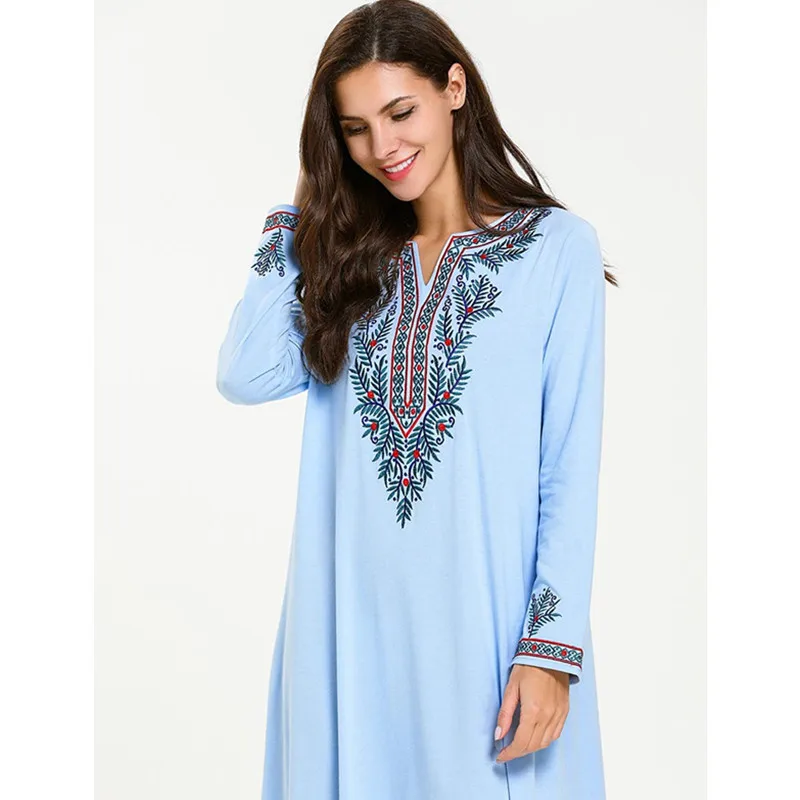 Bohemian Mexican Abaya Women Elegant Dress Casual Long Sleeves Tassel Embroidery Muslim Maxi | Тематическая одежда и