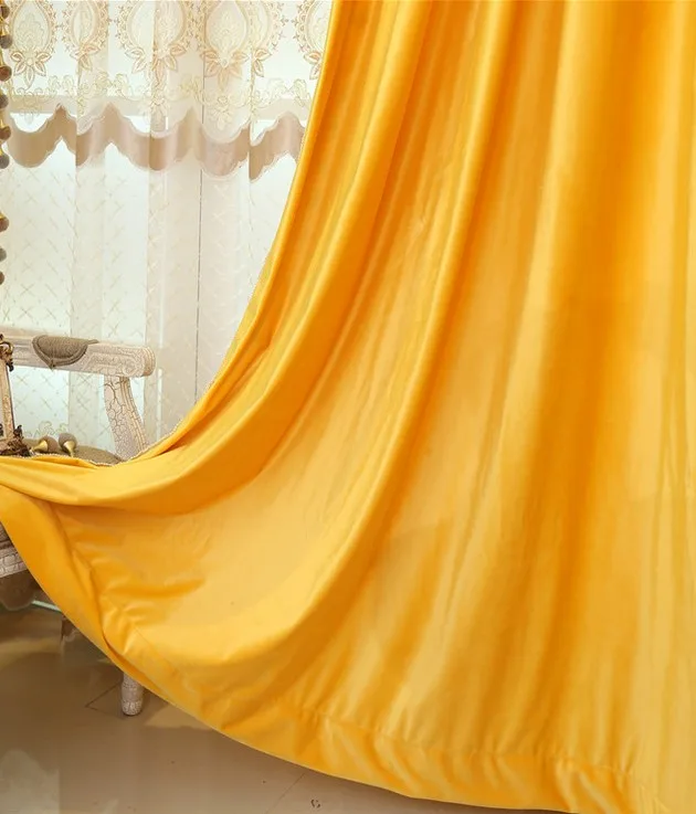 1pc curtain Роскошные европейские плотные затемняющие итальянские бархатные занавески s для гостиной, спальни, оконные занавески оранжевого цвета - Цвет: 1pc curtain
