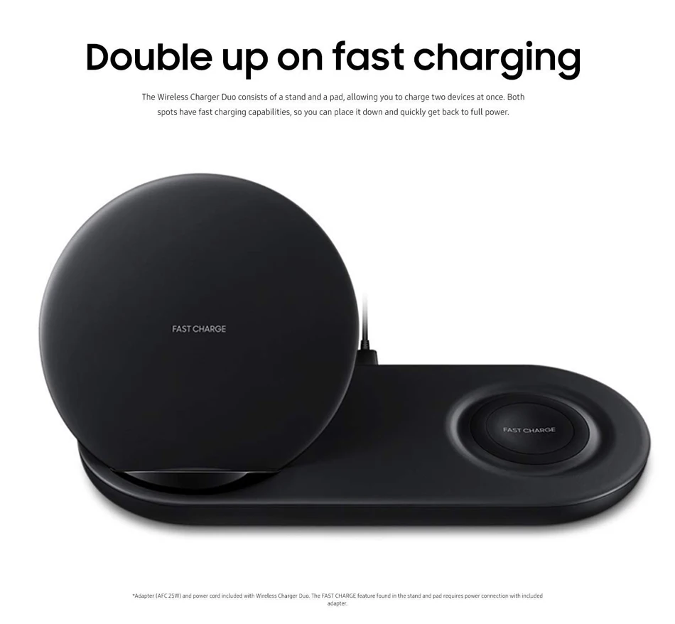 JKING для samsung Беспроводное зарядное устройство Duo Dock Dual EP-N6100TBCGCN Быстрая зарядка для Galaxy Note 9 8 S9 S8+ часы gear S3 Quick