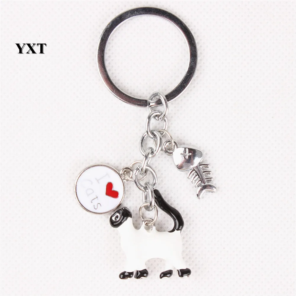 Я люблю белых кошек и рыбных костей прекрасный Шарм Кулон серебряный