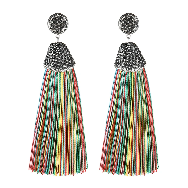 Женские длинные серьги с кисточками в богемном стиле ручной работы 14 цветов