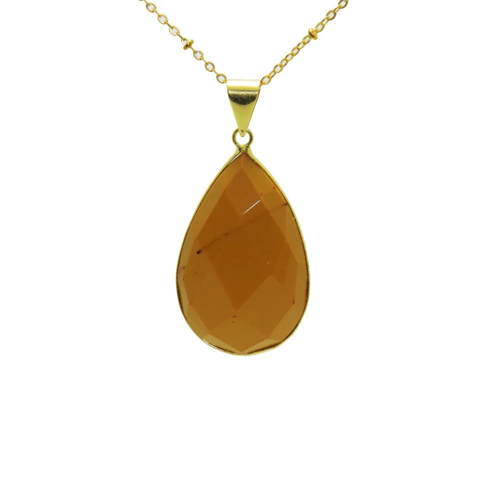 Желто-красный граненый Природный гелиотроп исцеляющий кулон ожерелье для женщин