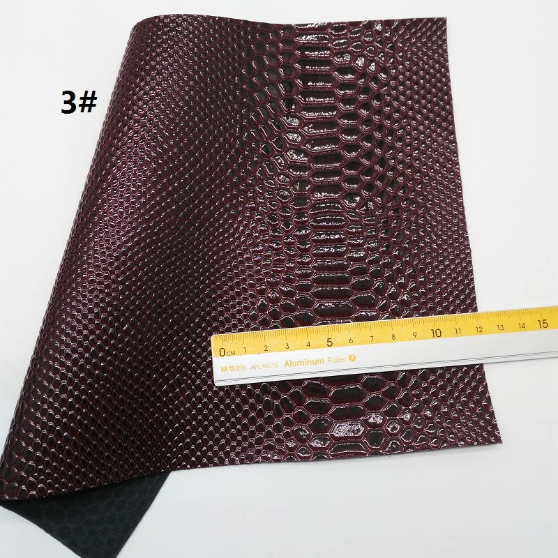 3 1PC 21X29CM Synthetic Letaher Faux Leather Sheets, Crocodile Grain PU Leather For Making Bows Accessories LEOsyntheticoDIY T109A - Color: 3