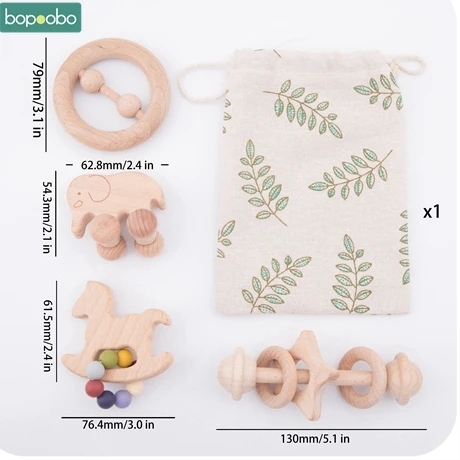 Horse Set Bopoobo 4 шт./компл. Игрушки для маленьких детей с рисунком кролика Троянский конь облако Бук деревянная игрушки-прорезыватели для кормления против грызунов нового дизайна крошечные стержень игрушки детские товары - Цвет: Horse Set
