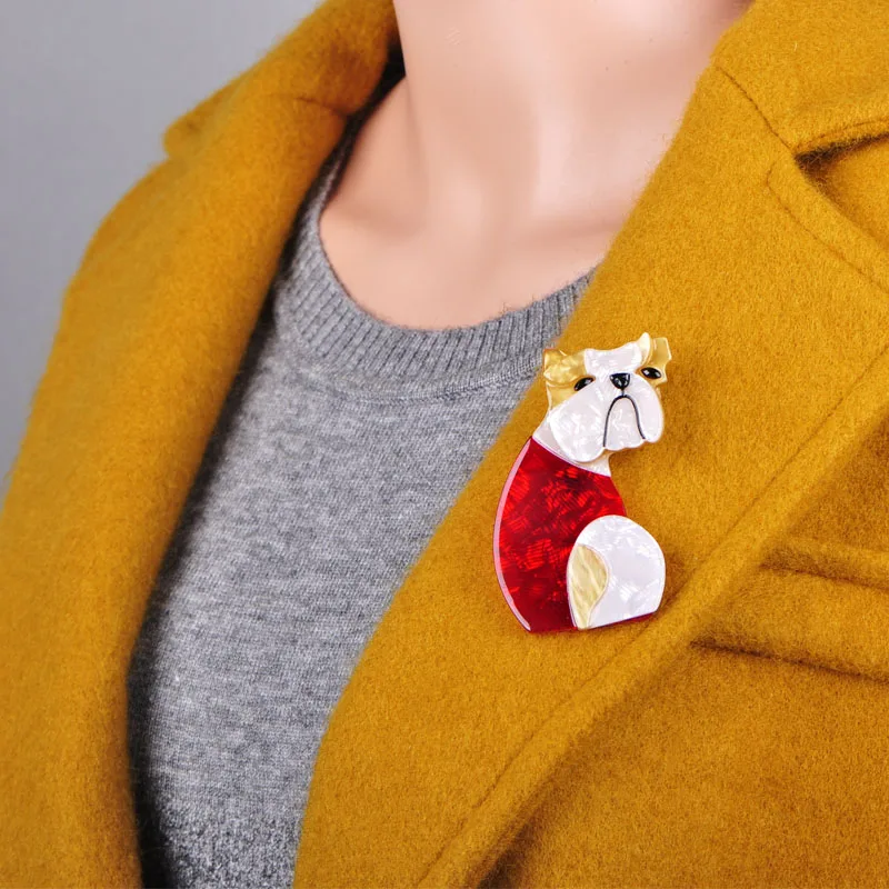 Женская/Детская брошь в форме мопса Blucome разноцветная акриловая животного