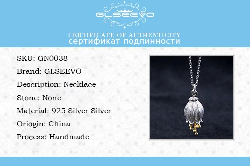 GLSEEVO 925 Sterling Silver Flower Pendant Necklace Personality Bellflower Female Handmade Fine Jewelry Sieraden GN0038 | Украшения и