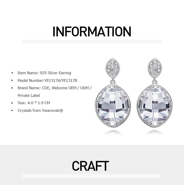 CDE, украшенные кристаллами Swarovski, серьги, ювелирное изделие, настоящее 925 пробы, серебряные серьги в форме капли воды, хорошее ювелирное изделие