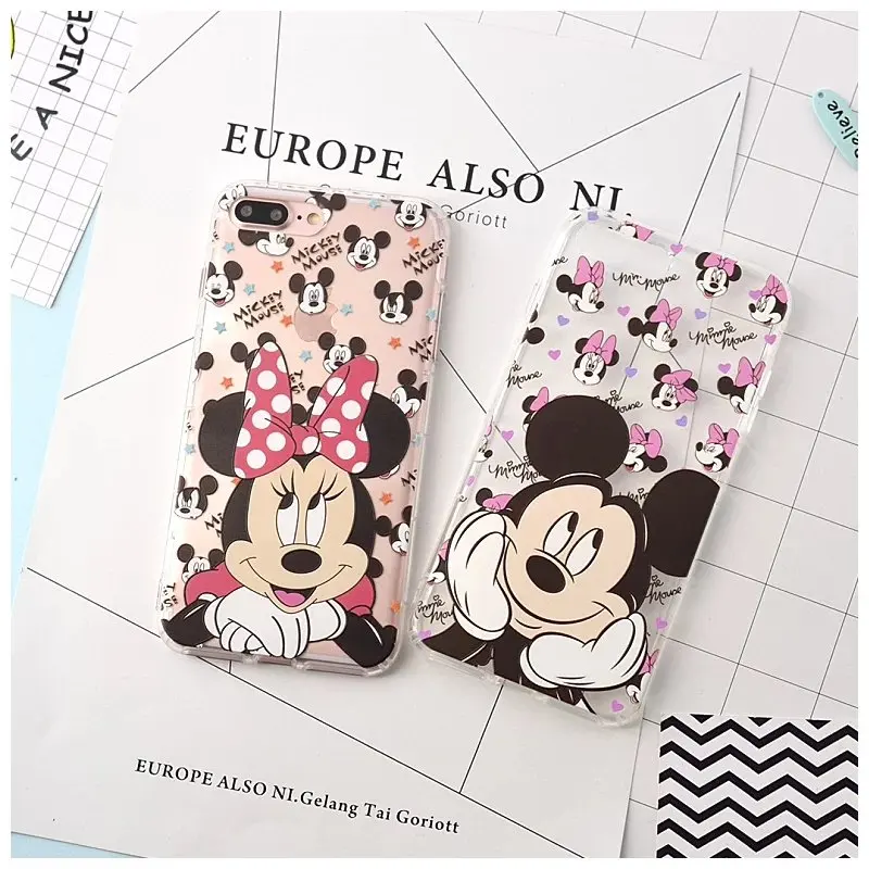 New cute cartoon mickey mime silicone transparent TPU case Covers For iphone 6 s 6plus 6splus 7 7plus free shopping |