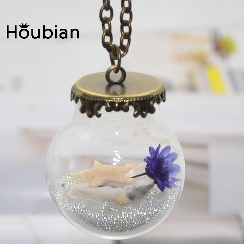 Новое ожерелье Houbian со стеклянным шариком морской звездой ракушками стеклянное