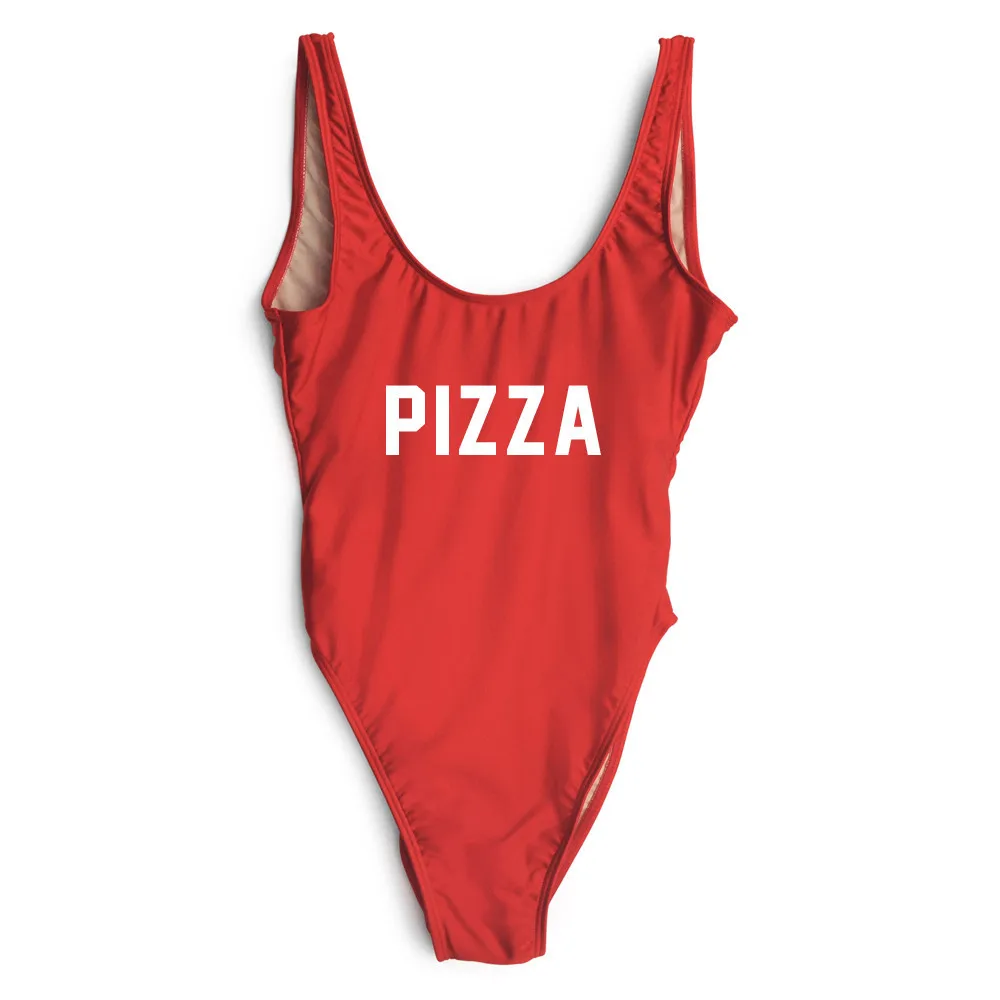 

PIZZA Swimsuit Low back High-cut Hipster one piece swimwear Women bodysuit Form-fitting Sexy bathing suits Jumpsuit Customn