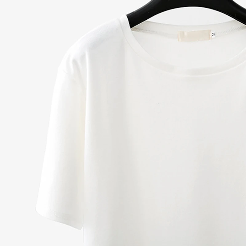 Женские летние футболки с круглым вырезом свободные минималистичные топы