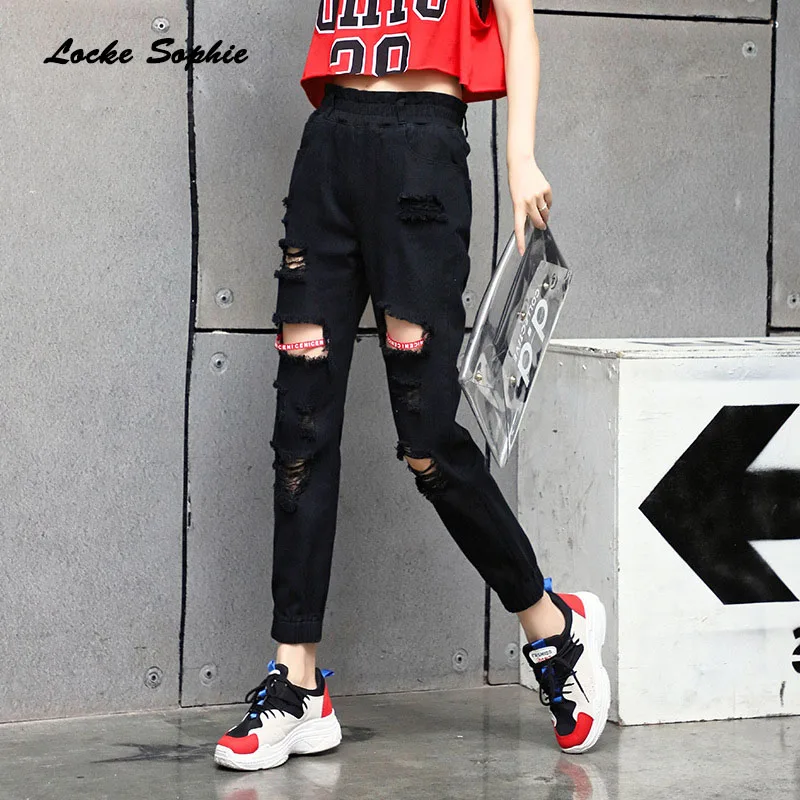 1 шт. Женские джинсы карандаш с высокой талией модные 2020 рваные из хлопка женские