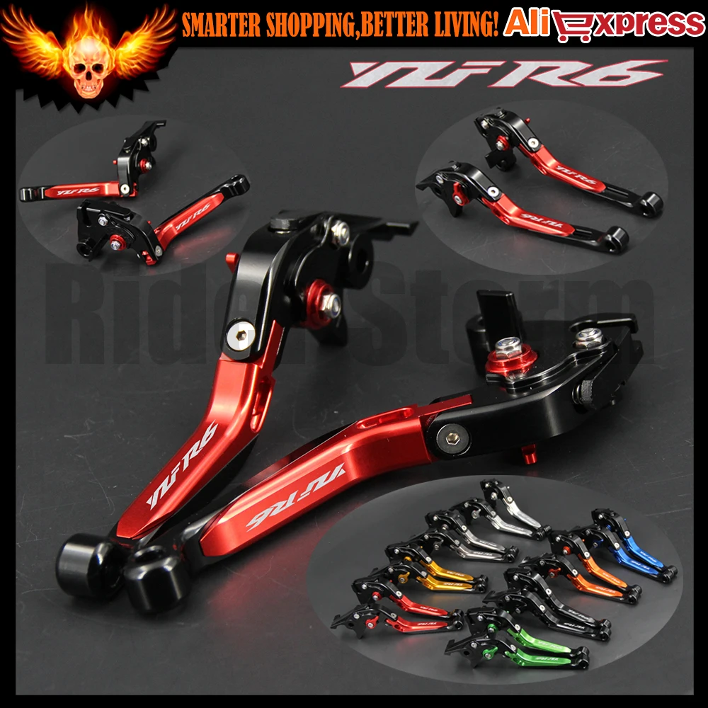 

Red color Folding Extendable Motorcycle Adjustable CNC Brake Clutch Levers For Yamaha YZF R6 YZFR6 1999-2004 2000 2001 2002 2003