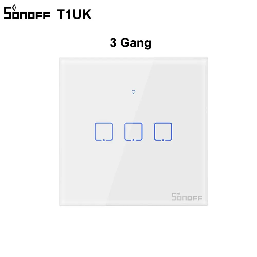 3 gang Интеллектуальный выключатель света SONOFF Беспроводной настенный сенсорный светильник переключатель, T1UK Wi-Fi таймер 1/2/3 переключатель Стекло Панель APP/RF/голосовой пульт дистанционного управления Управление серии TX - Цвет: 3 gang