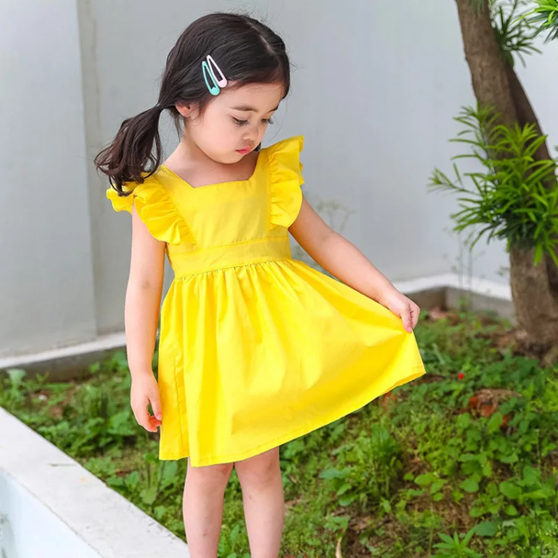 Летнее хлопковое платье для девочек детское пляжное детская одежда повседневные