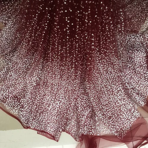 wine red Серебряная Снежная точка градиент блеск сетки Чистая Пряжа бронзовые блесток прозрачные платья тюль ткань для свадебного платья юбка-пачка - Цвет: wine red
