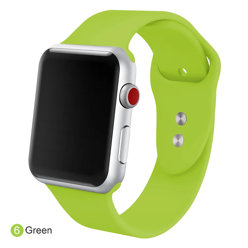 Мягкий силиконовый сменный спортивный ремешок для 38 мм Apple Watch Series1 2 3 4 5 42 мм ремешок для наручных браслетов для iWatch Sports Edition - Цвет ремешка: Green