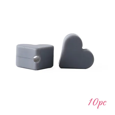 gray heart Давайте сделаем силиконовые бусины 20 шт. 14 мм в форме сердца Perle детские товары DIY ожерелье медсестры подарки Прорезыватель зубов игрушка BPA бесплатно детский Прорезыватель - Цвет: gray heart